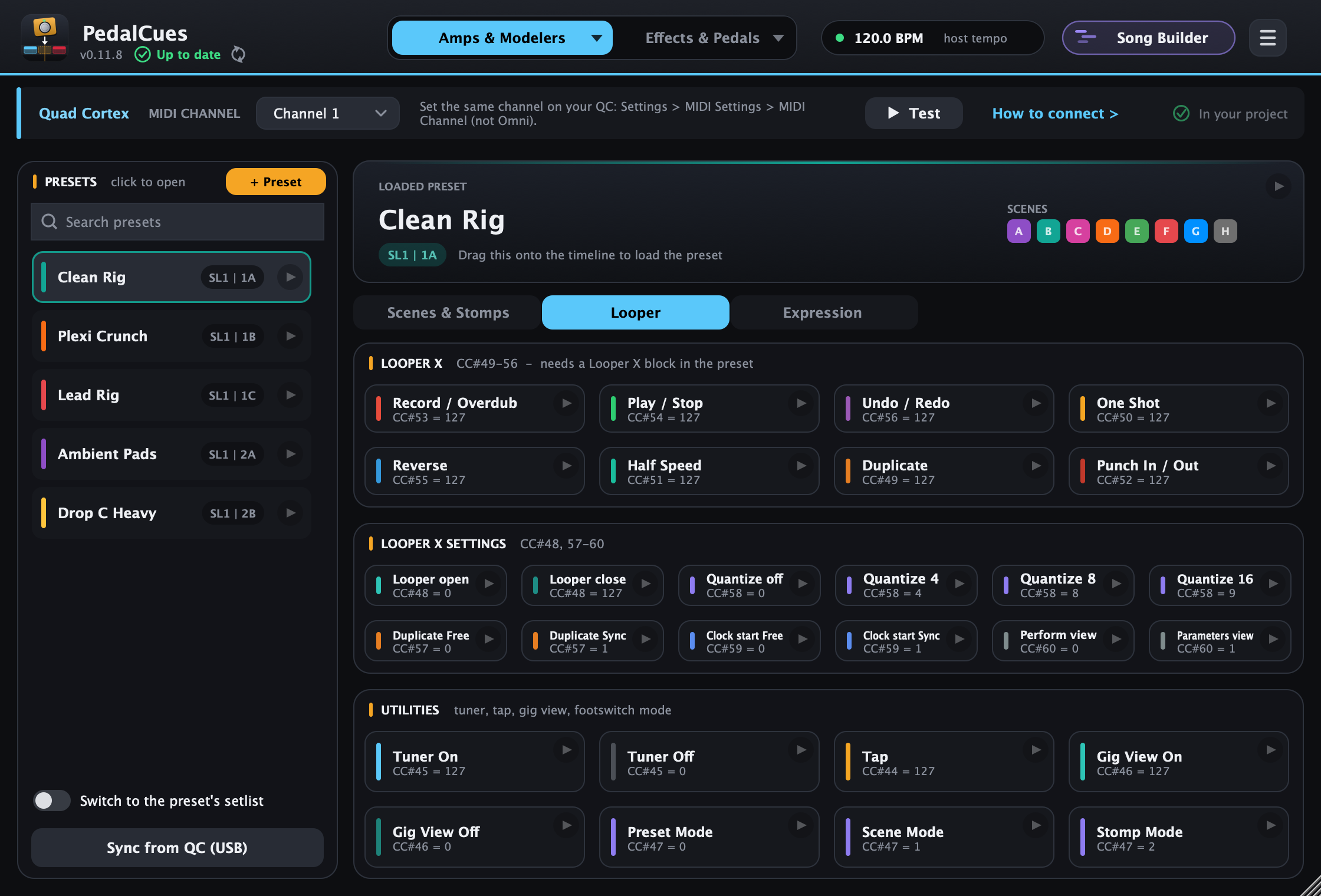 The Quad Cortex Looper view