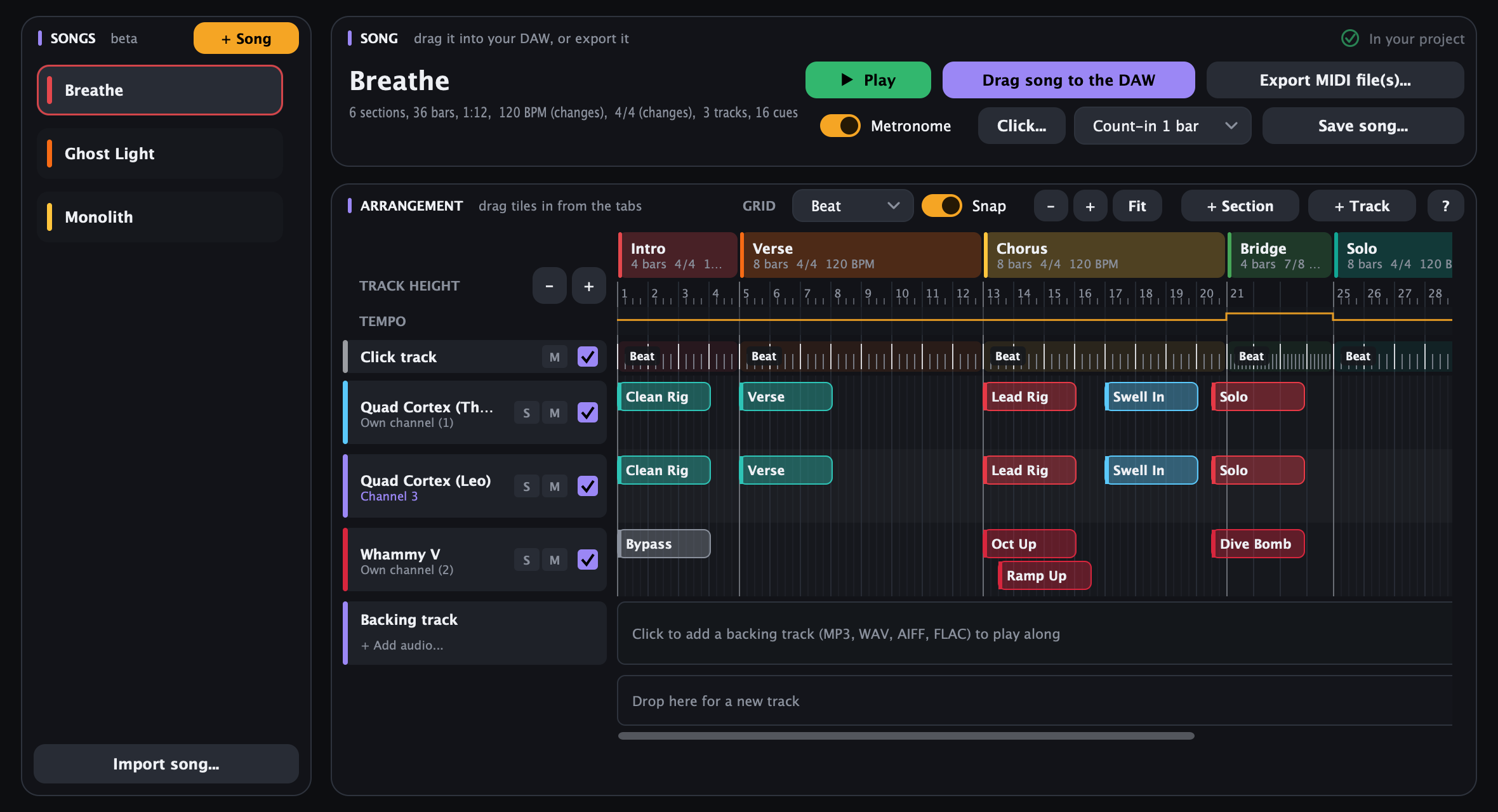 PedalCues Song Builder